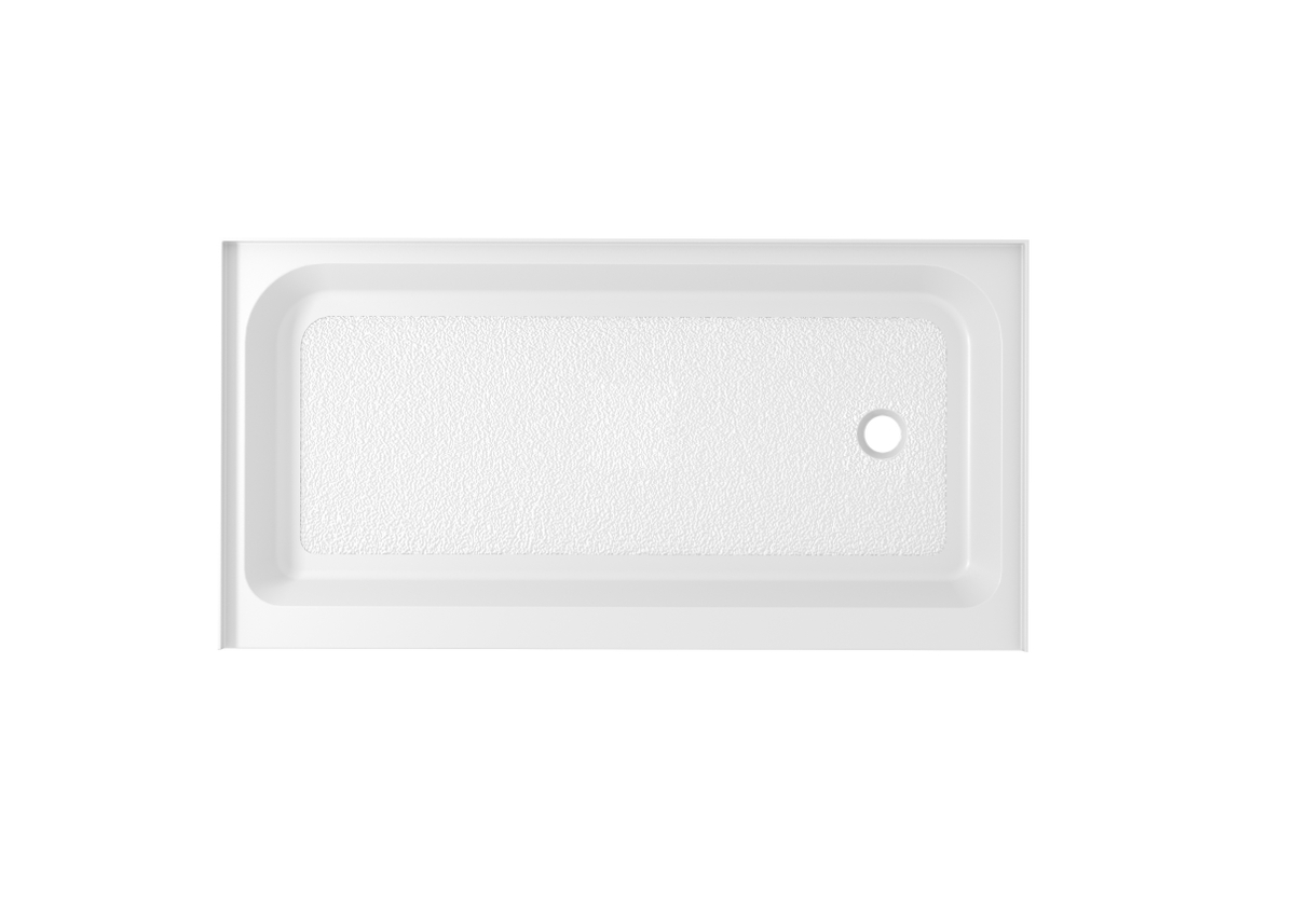60 x 32 in. Single Threshold Shower Tray Right Drain, Glossy White