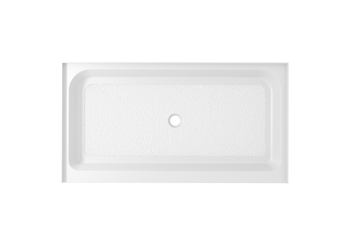60 x 36 in. Single Threshold Shower Tray Center Drain, Glossy White