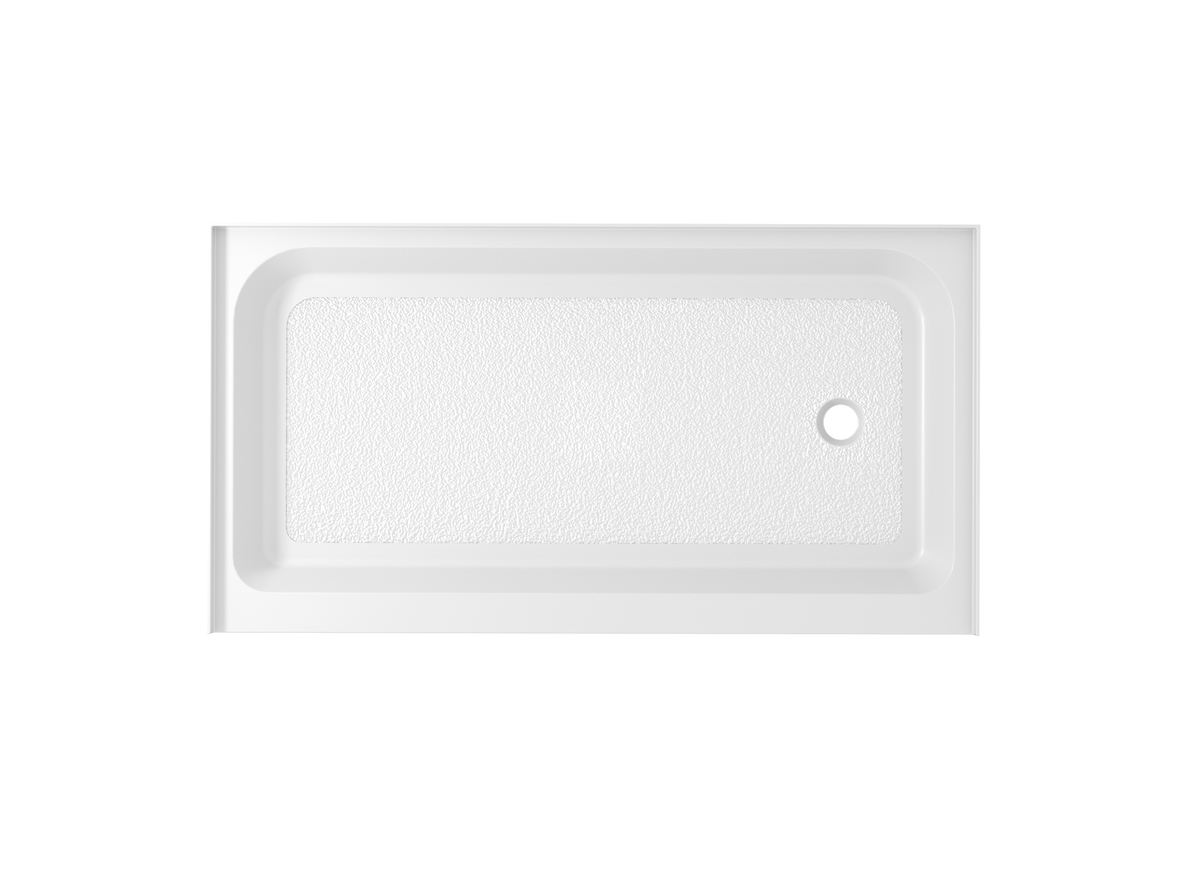 60 x 36 in. Single Threshold Shower Tray Right Drain, Glossy White