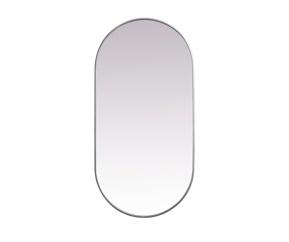 30 x 60 in. Metal Frame Oval Mirror, Silver