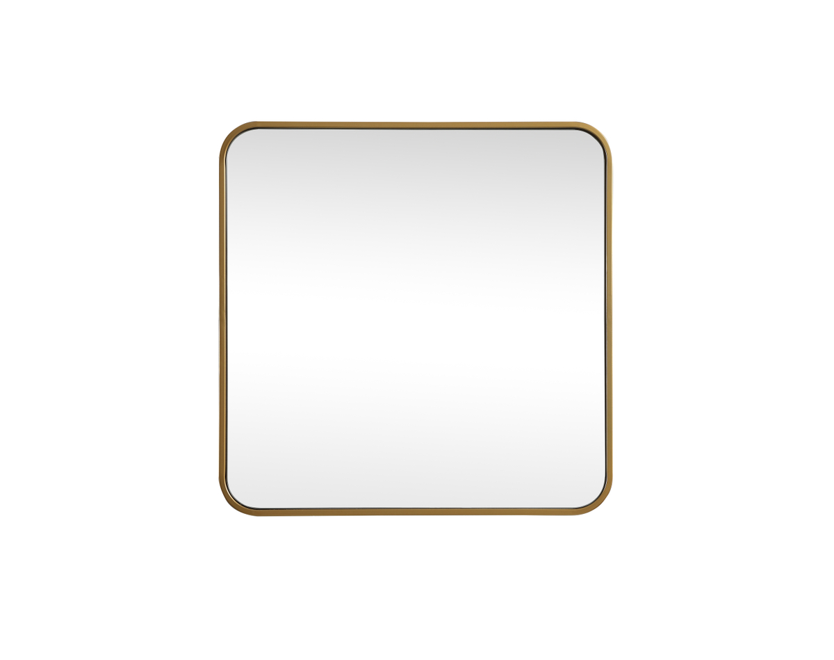 24 x 24 in. Soft Corner Metal Square Mirror, Brass