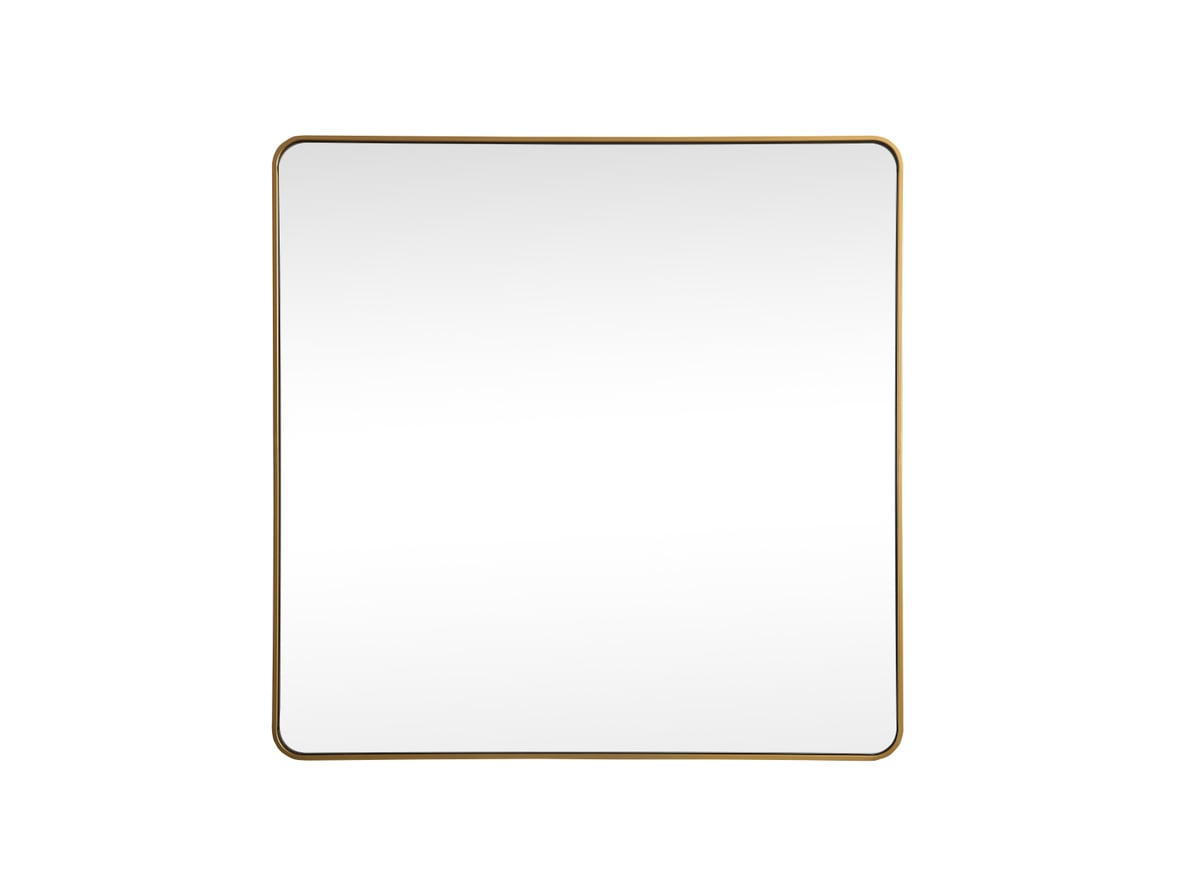42 x 42 in. Soft Corner Metal Square Mirror, Brass