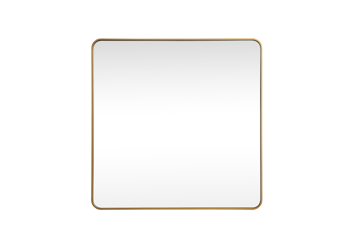 48 x 48 in. Soft Corner Metal Square Mirror, Brass