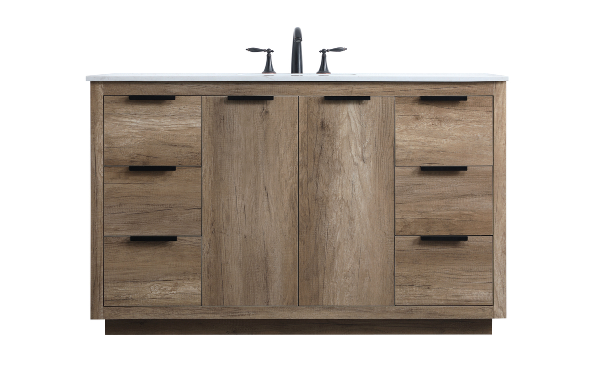 54 in. SIngle Bathroom Vanity, Natural Oak