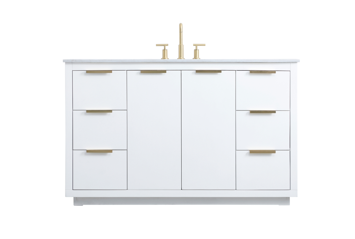 54 in. Single Bathroom Vanity, White