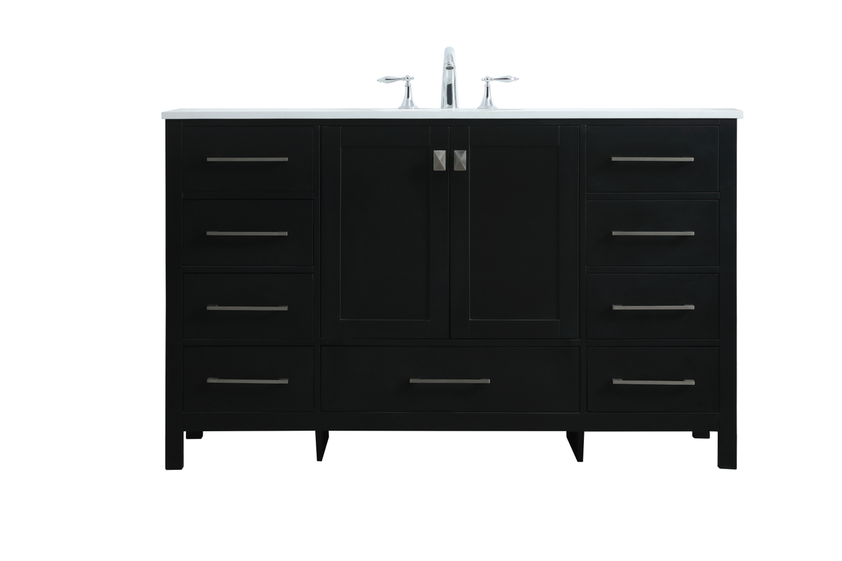 54 in. Single Bathroom Vanity, Black