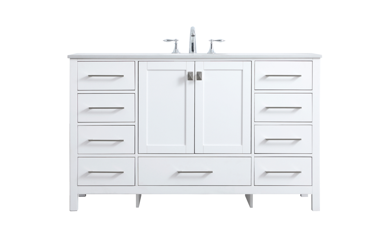 54 in. Single Bathroom Vanity, White