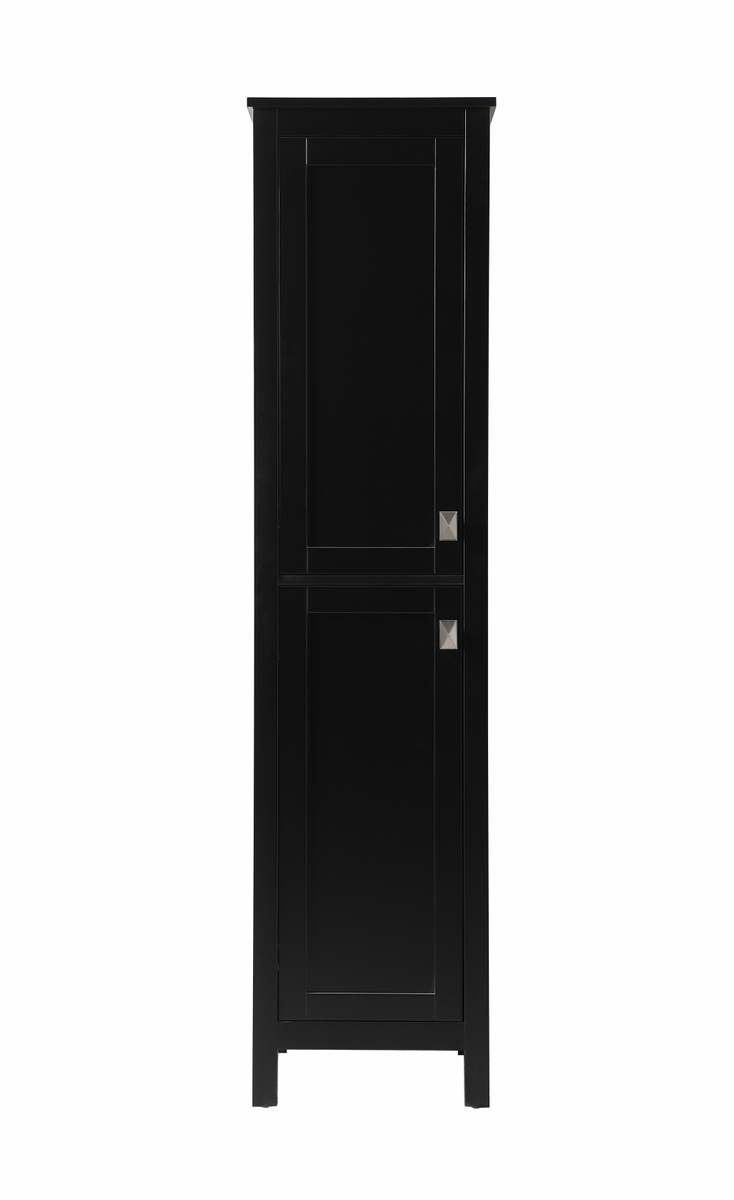 16in. Freestanding Bathroom Linen Cabinet - Black - Adjustable Shelves