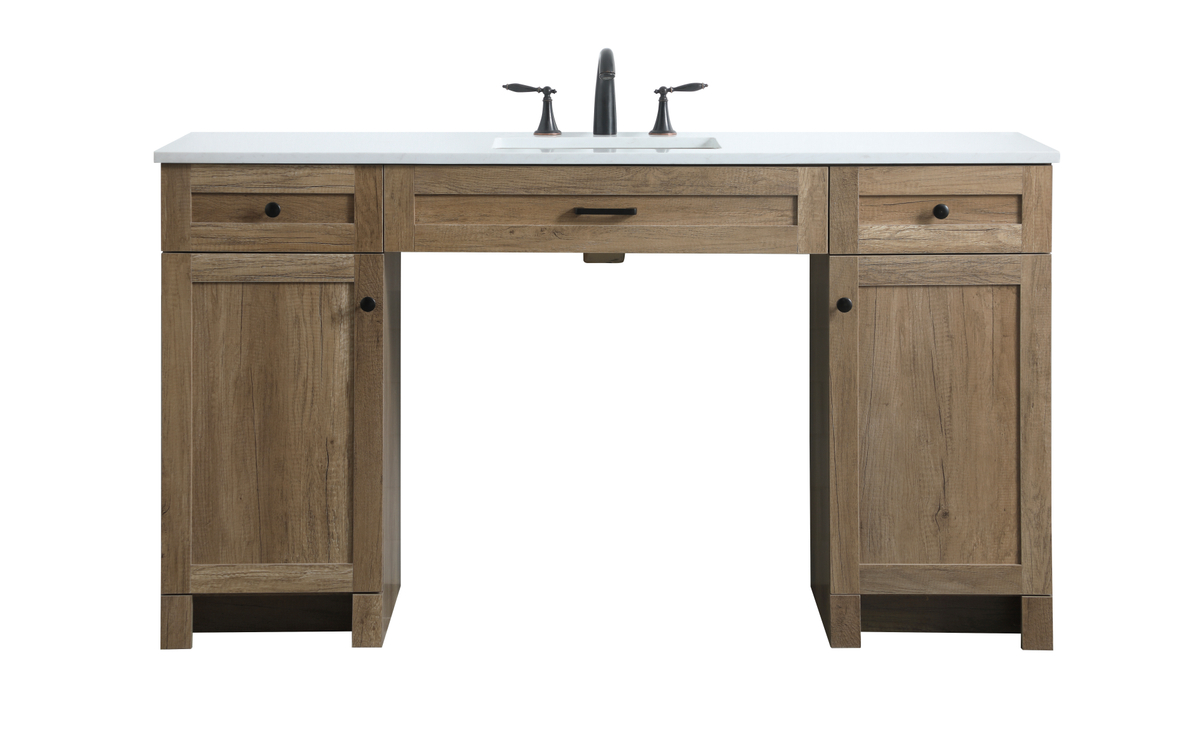 60 in. ADA Compliant Bathroom Vanity, Natural Oak