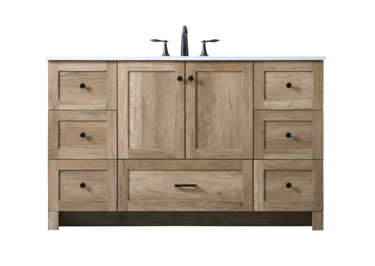 54 in. Single Bathroom Vanity, Natural Oak