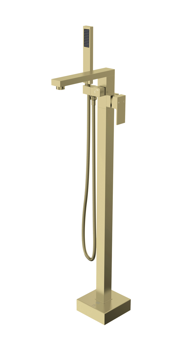 Henry Floor Mounted Roman Tub Faucet with Handshower, Brushed Gold -  KD Marco de la cama, KD4303284