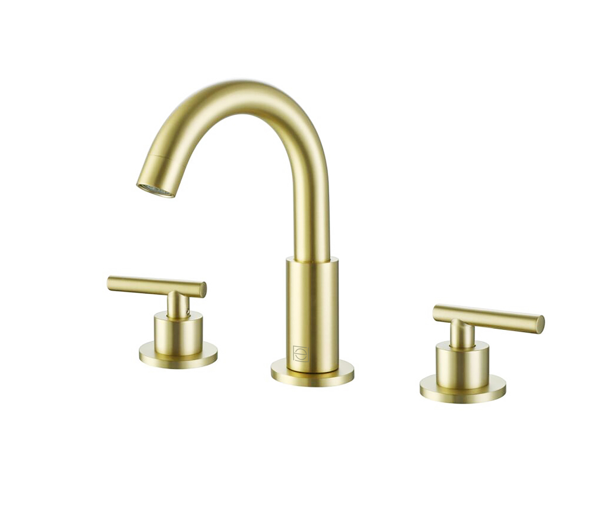 Leah 8 in. Widespread Double Handle Bathroom Faucet, Brushed Gold -  KD Marco de la cama, KD4303313