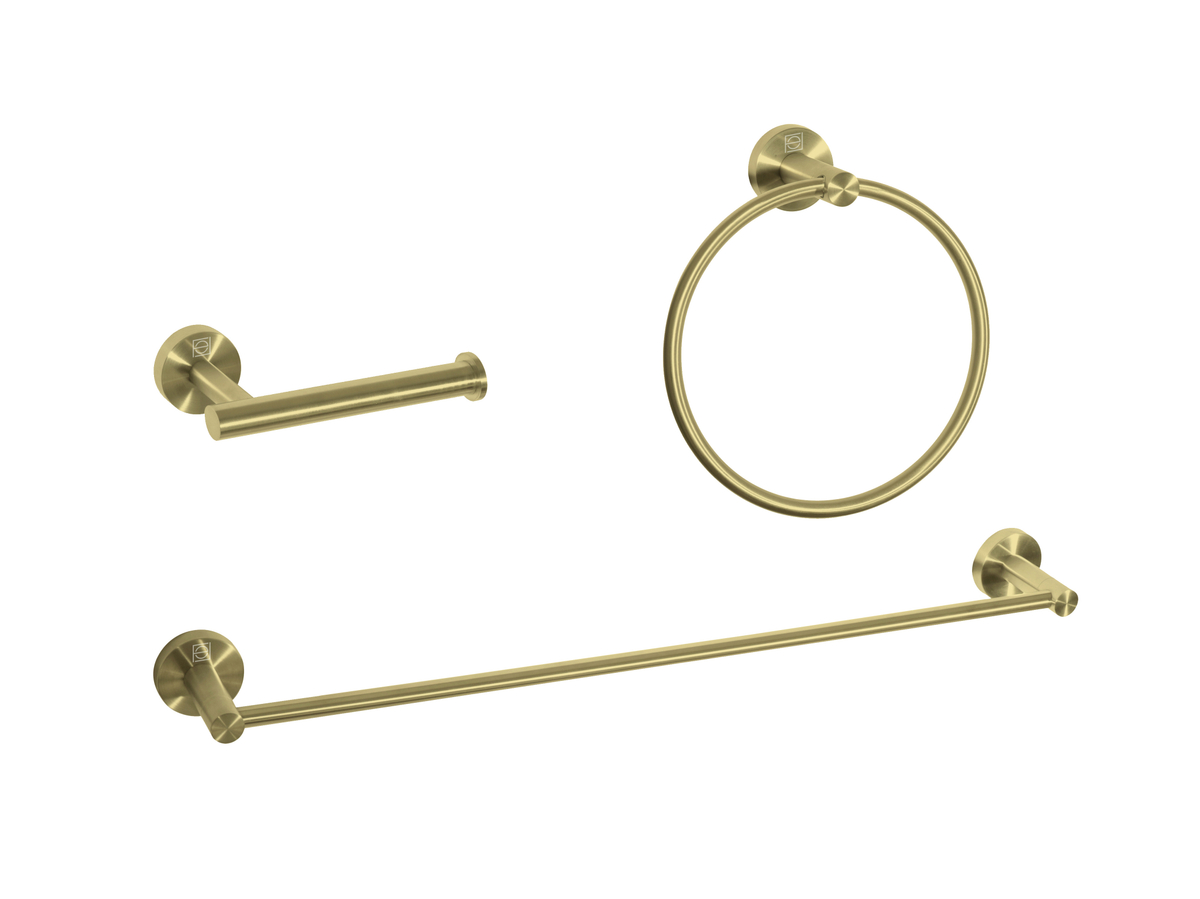 Alma 3 Piece Bathroom Hardware Set, Brushed Gold