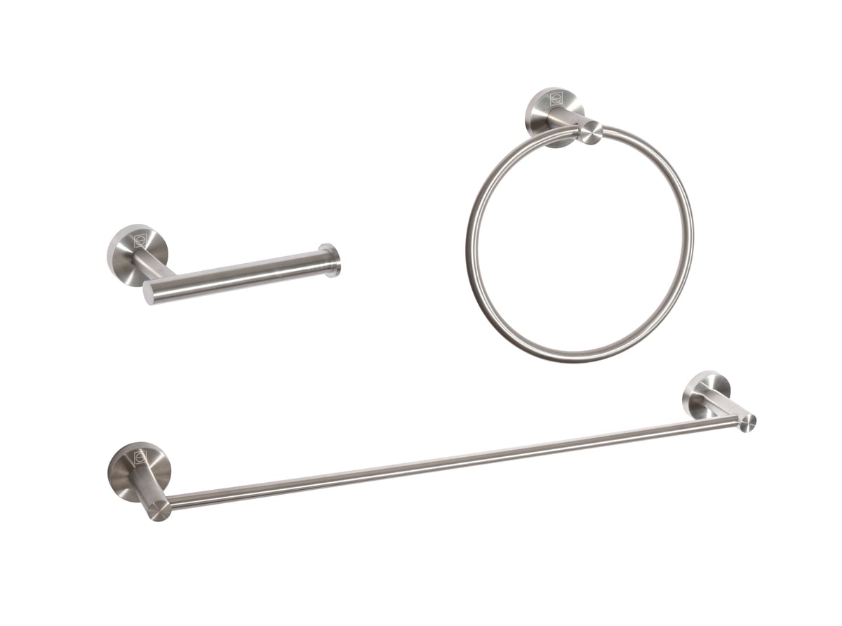 Alma 3 Piece Bathroom Hardware Set, Brushed Nickel