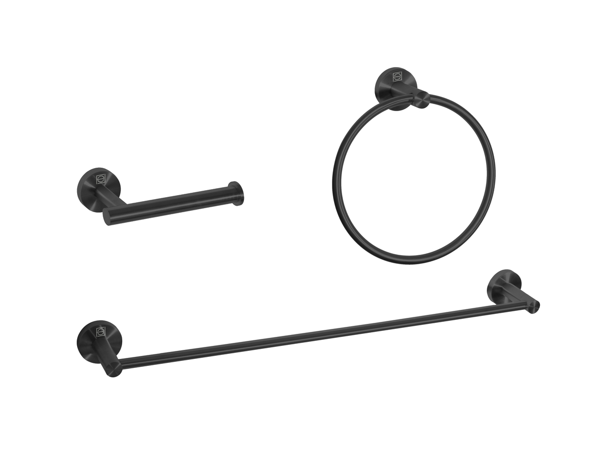 Alma 3 Piece Bathroom Hardware Set, Matte Black