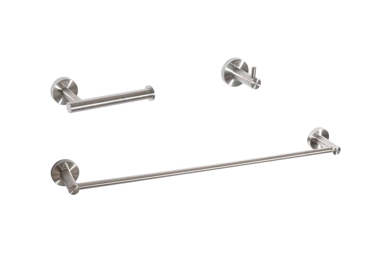 Freya 3 Piece Bathroom Hardware Set, Brushed Nickel