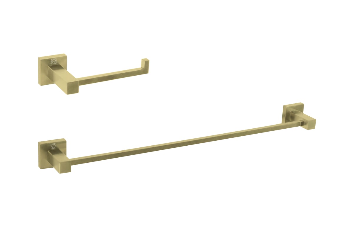 Isla 2 Piece Bathroom Hardware Set, Brushed Gold