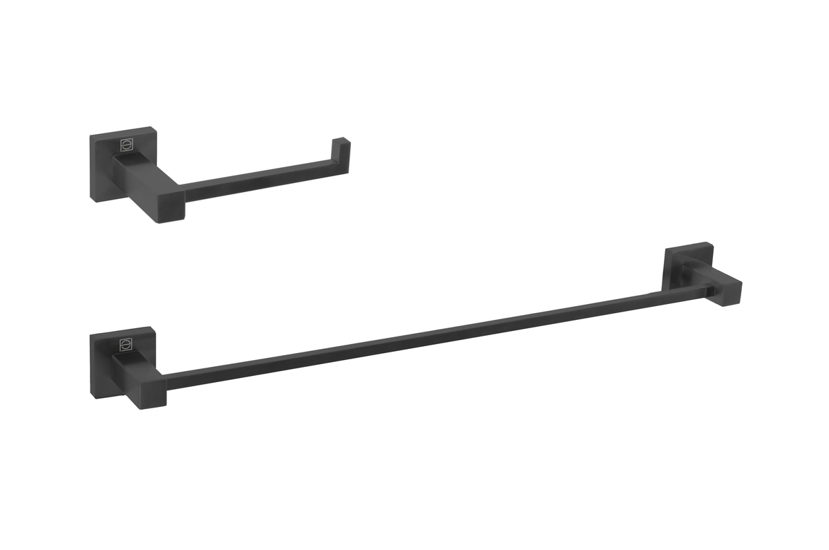 HWB-12S2MBK Isla 2 Piece Bathroom Hardware Set, Matte Black