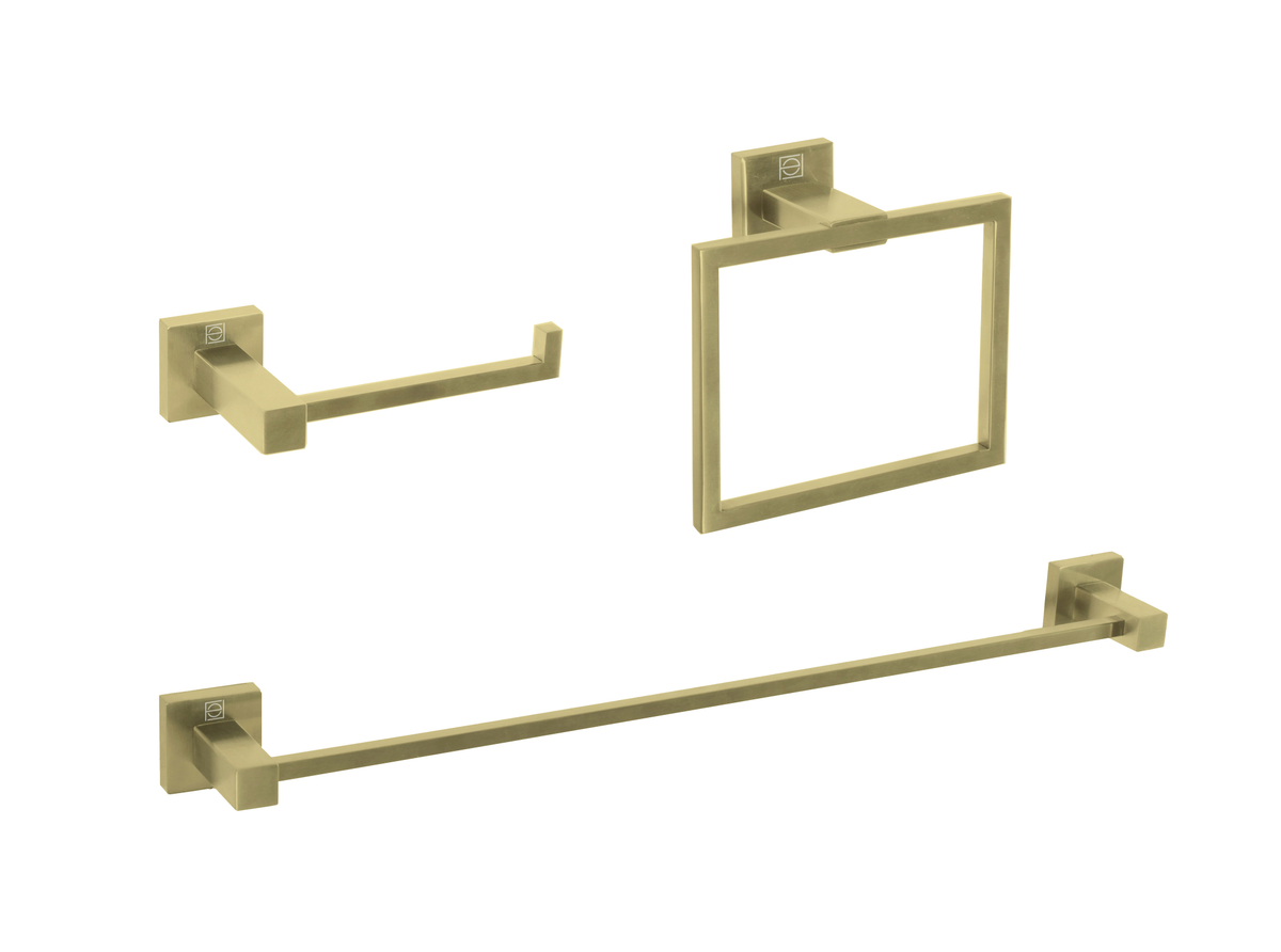 HWB-12S3RBGD Isla 3 Piece Bathroom Hardware Set, Brushed Gold