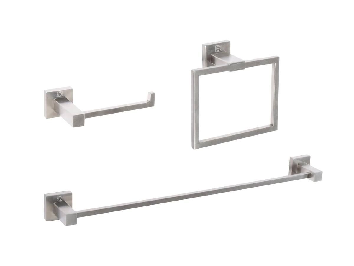 Isla 3 Piece Bathroom Hardware Set, Brushed Nickel