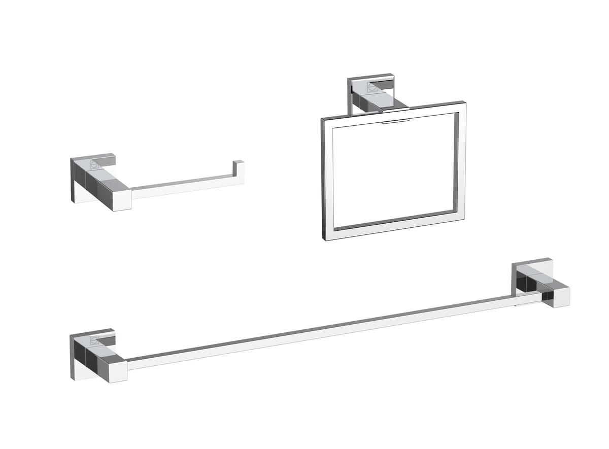 Isla 3 Piece Bathroom Hardware Set, Chrome