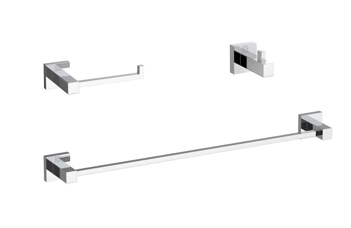 HWB-12S3HPCH Isla 3 Piece Bathroom Hardware Set, Chrome