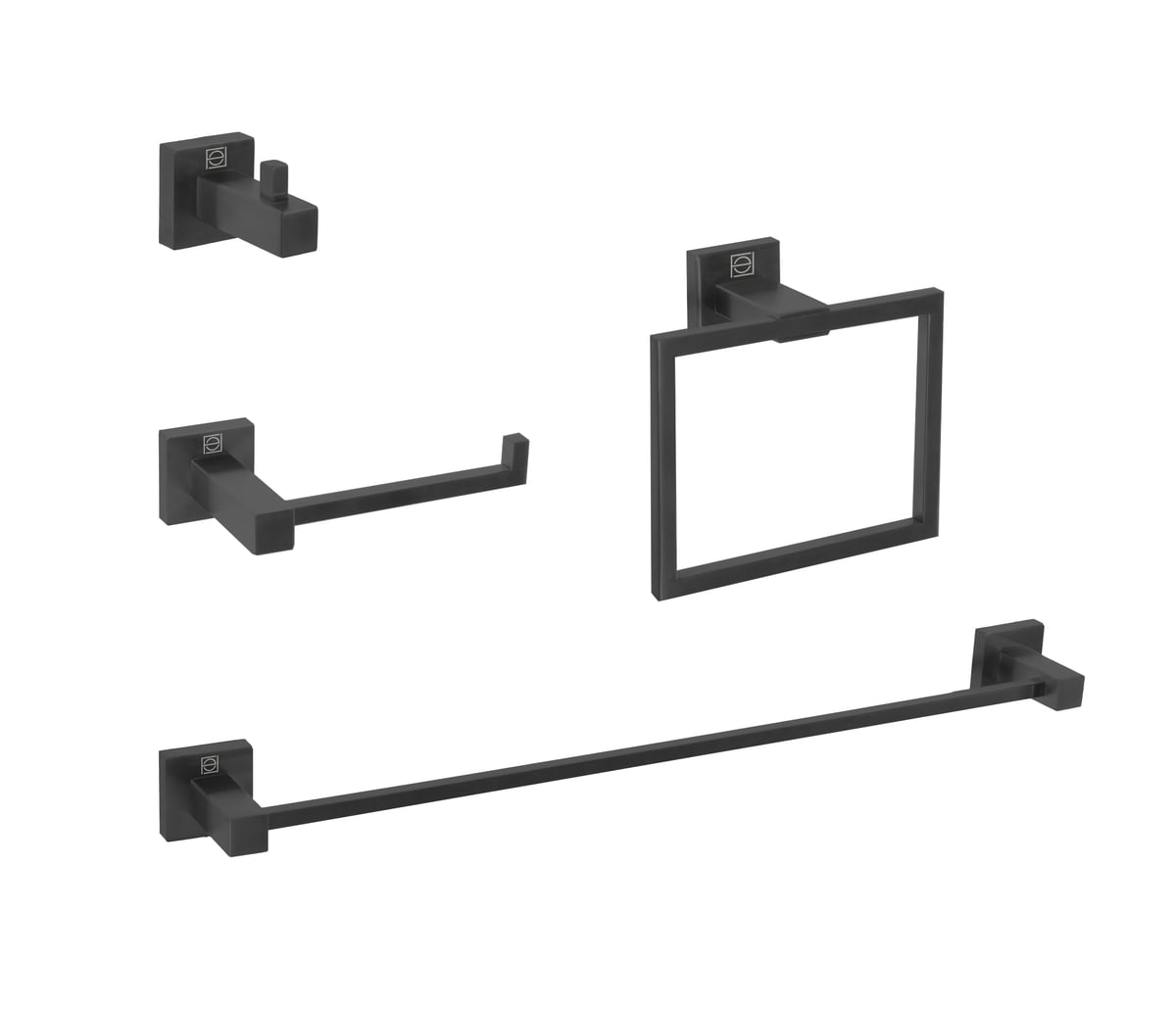 Isla 4 Piece Bathroom Hardware Set, Matte Black