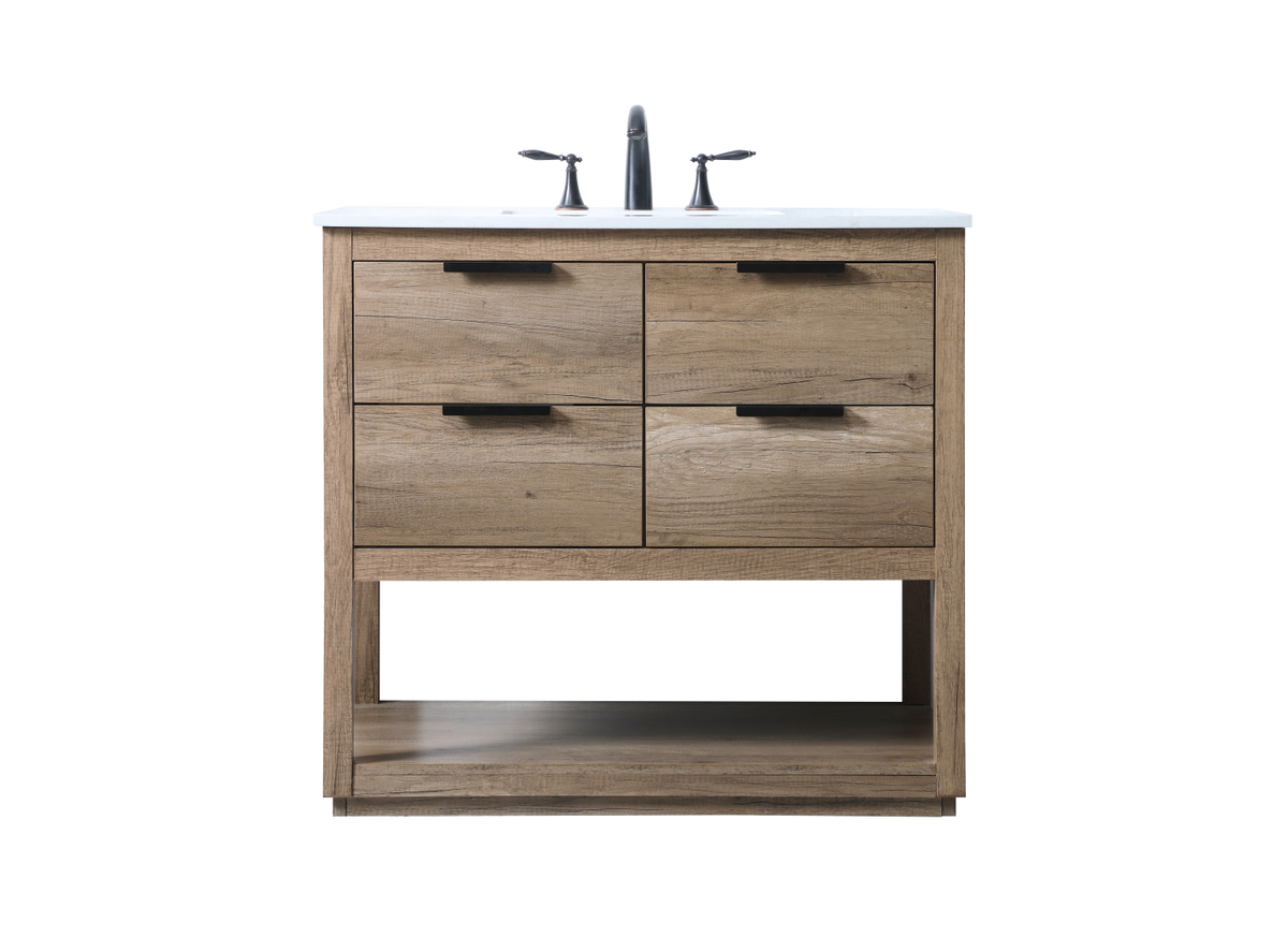 36 in. Single Bathroom Vanity, Natural Oak