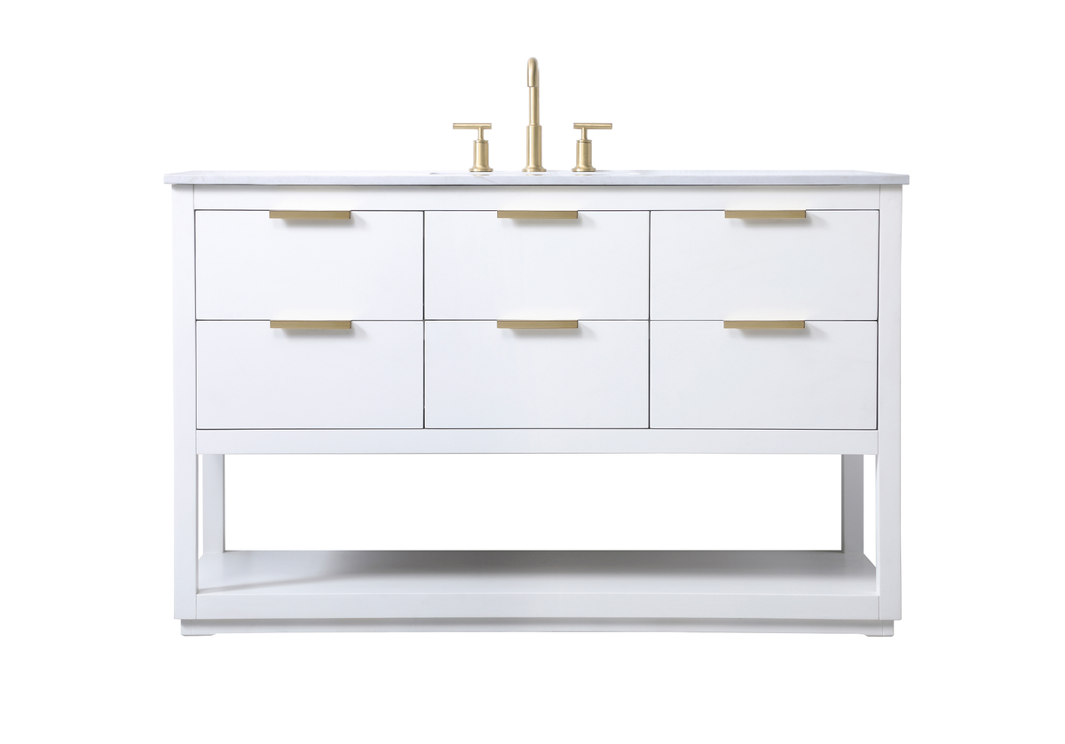 54 in. Single Bathroom Vanity, White