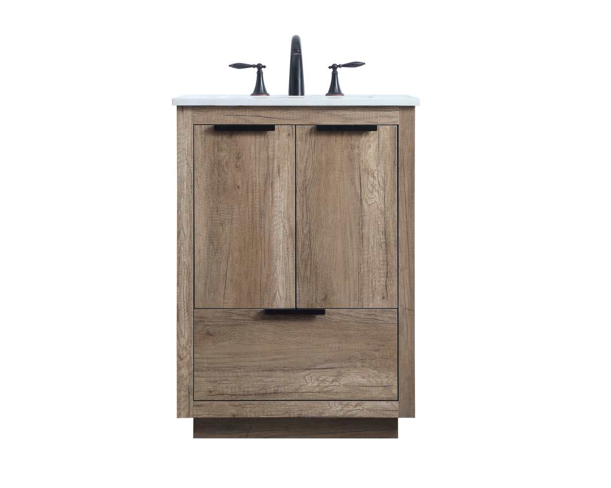 24 in. SIngle Bathroom Vanity, Natural Oak