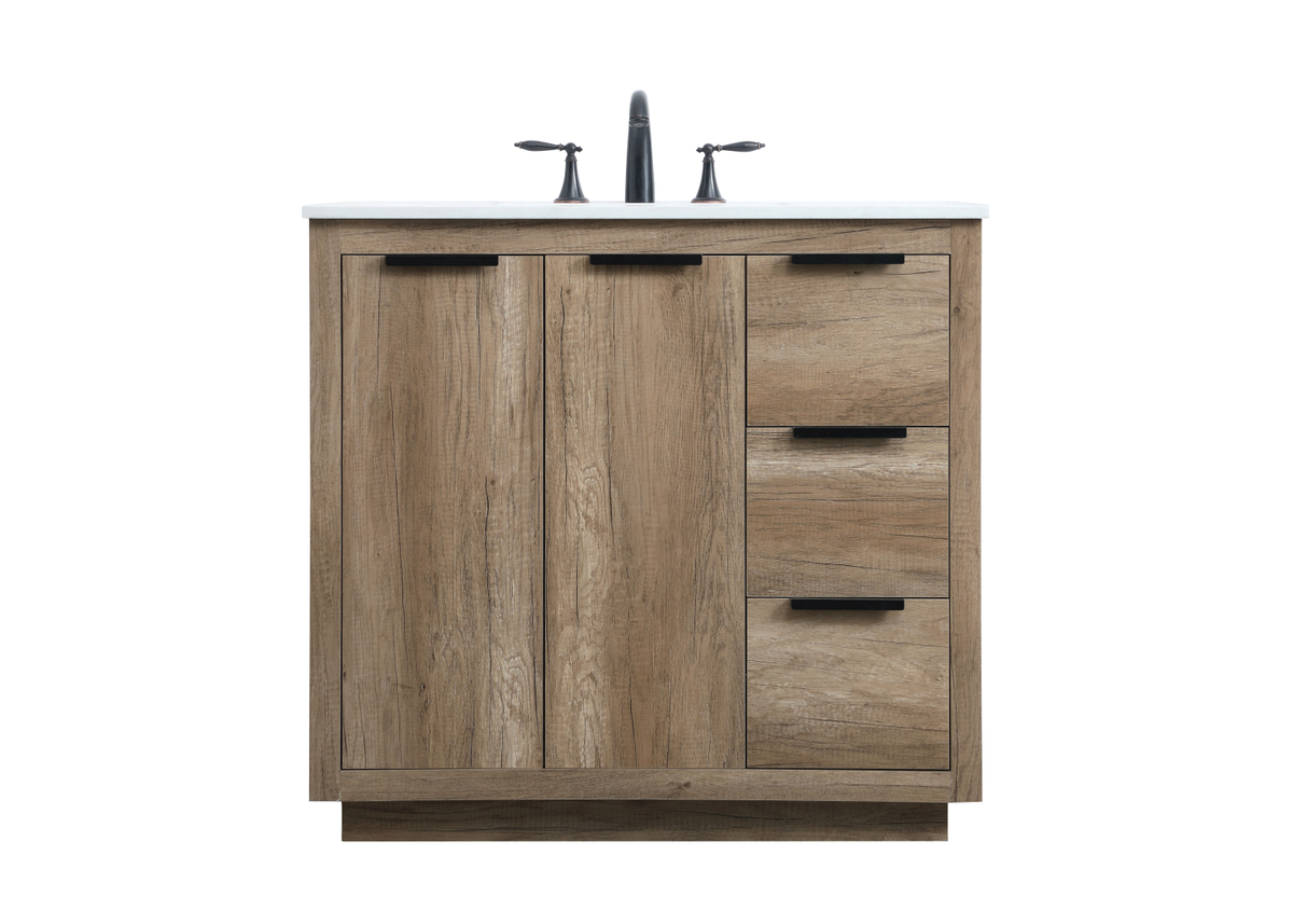36in. Single Bathroom Vanity - Natural Oak - Modern Design - Undermount Sink
