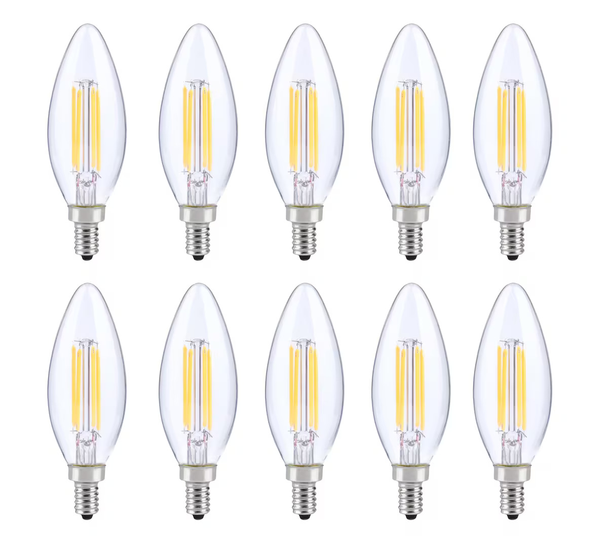 Dimmable LED Candelabra Bulbs - Clear - Pack of 10 - 6W Energy Efficient