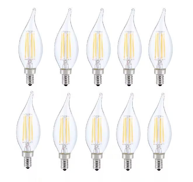E12LED116-10PK 6W 120V Flame Tip 3000K Dimmable LED E12 Candelabra Light, Pack of 10