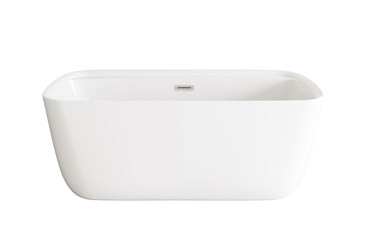 59 in. Soaking Bathtub - Glossy White with Brushed Nickel Trim