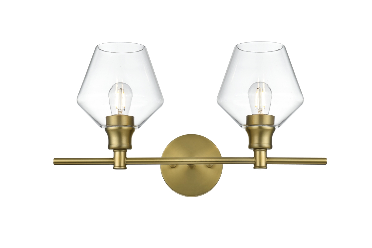 Picture of Elegant Kitchen & Bath LD2312SG Gene 2 Light Satin Gold & Clear Glass Wall Sconce