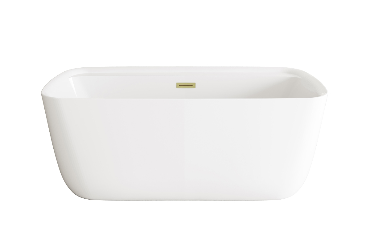 BT10559GW-BGD 59 in. Soaking Bathtub, Glossy White with Brushed Gold Trim