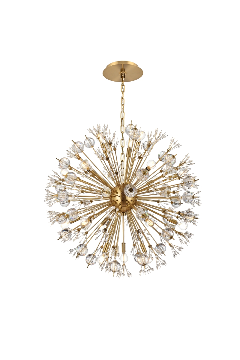 Vera Crystal Starburst Pendant - Gold - 32 in. - Modern Design