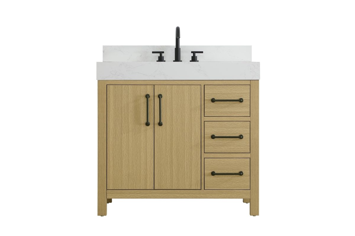 VF60636MHB-BS 36 in. Single Bathroom Vanity with Backsplash, Honey Brown