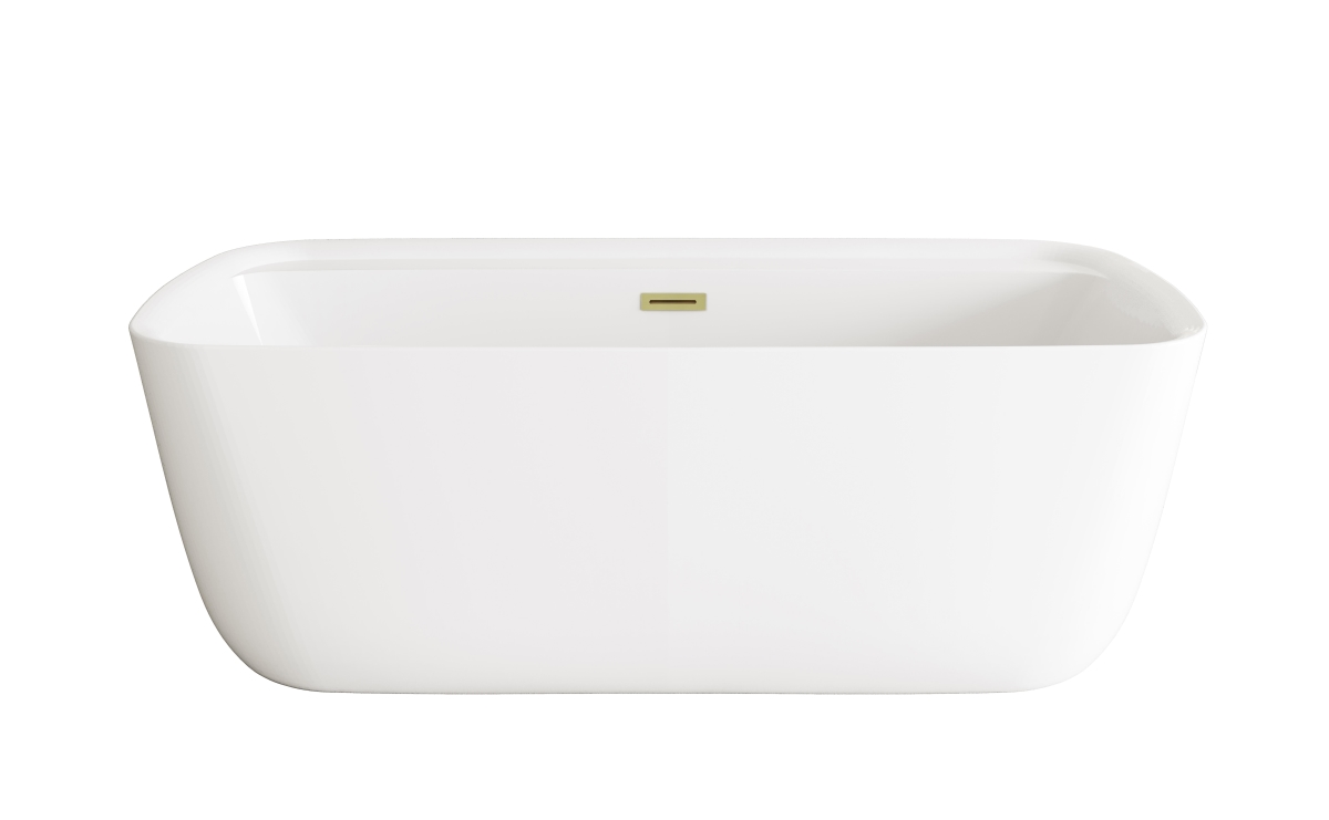 BT10567GW-BGD 67 in. Soaking Bathtub, Glossy White with Brushed Gold Trim