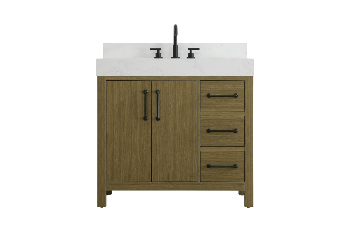 VF60636MCB-BS 36 in. Single Bathroom Vanity with Backsplash, Chestnut Brown
