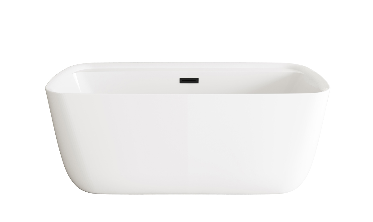 BT10559GW-MBK 59 in. Soaking Bathtub, Glossy White with Matte Black Trim
