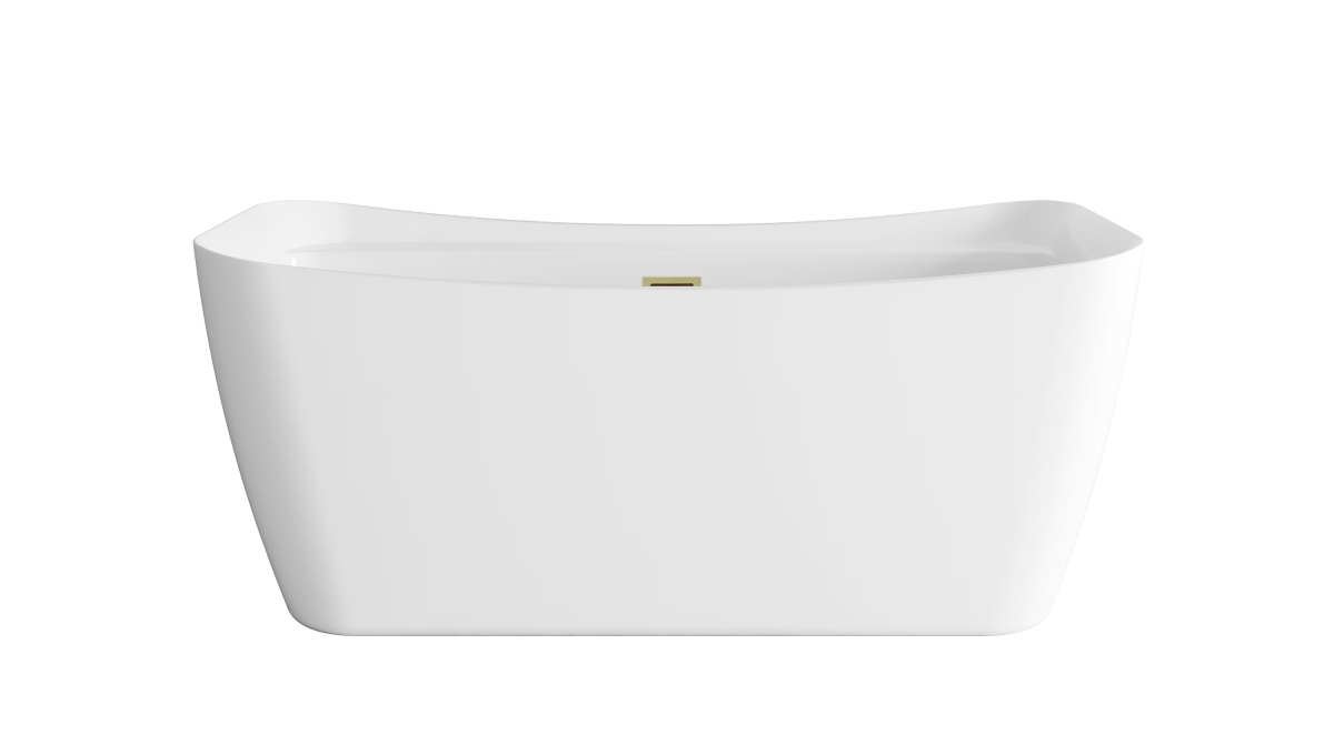 BT10459GW-BGD 59 in. Soaking Bathtub with Brushed Gold Trim - Glossy White