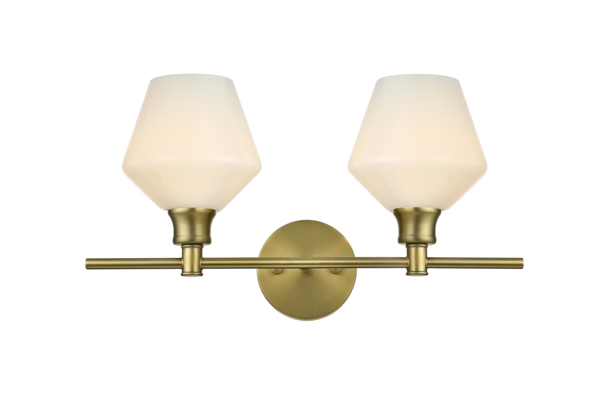 Picture of Elegant Kitchen & Bath LD2313SG Gene 2 Light Satin Gold & Frosted White Glass Wall Sconce