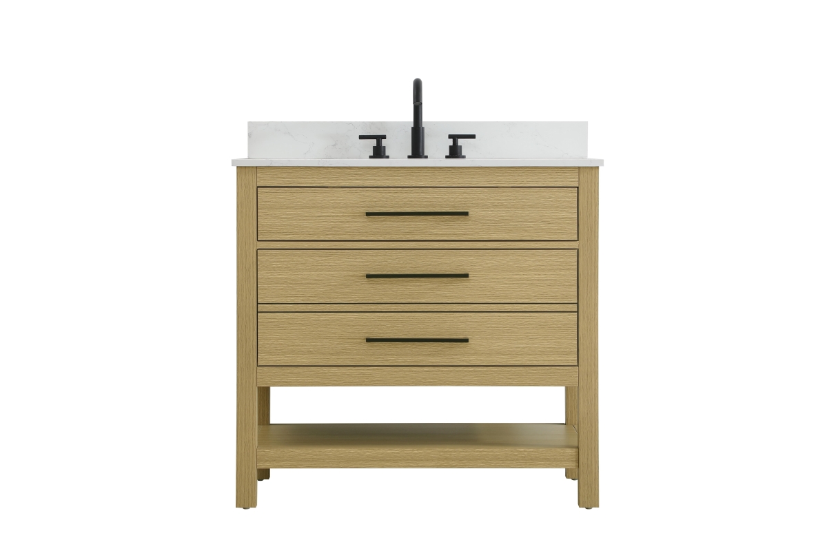 VF60536MHB-BS 36 in. Single Rectangular Bathroom Vanity with Backsplash, Honey Brown