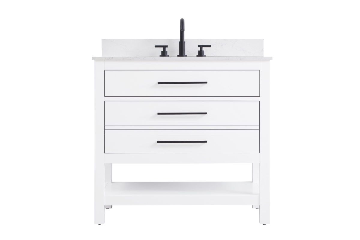 VF60536WH-BS 36 in. Single Bathroom Vanity with Backsplash, White