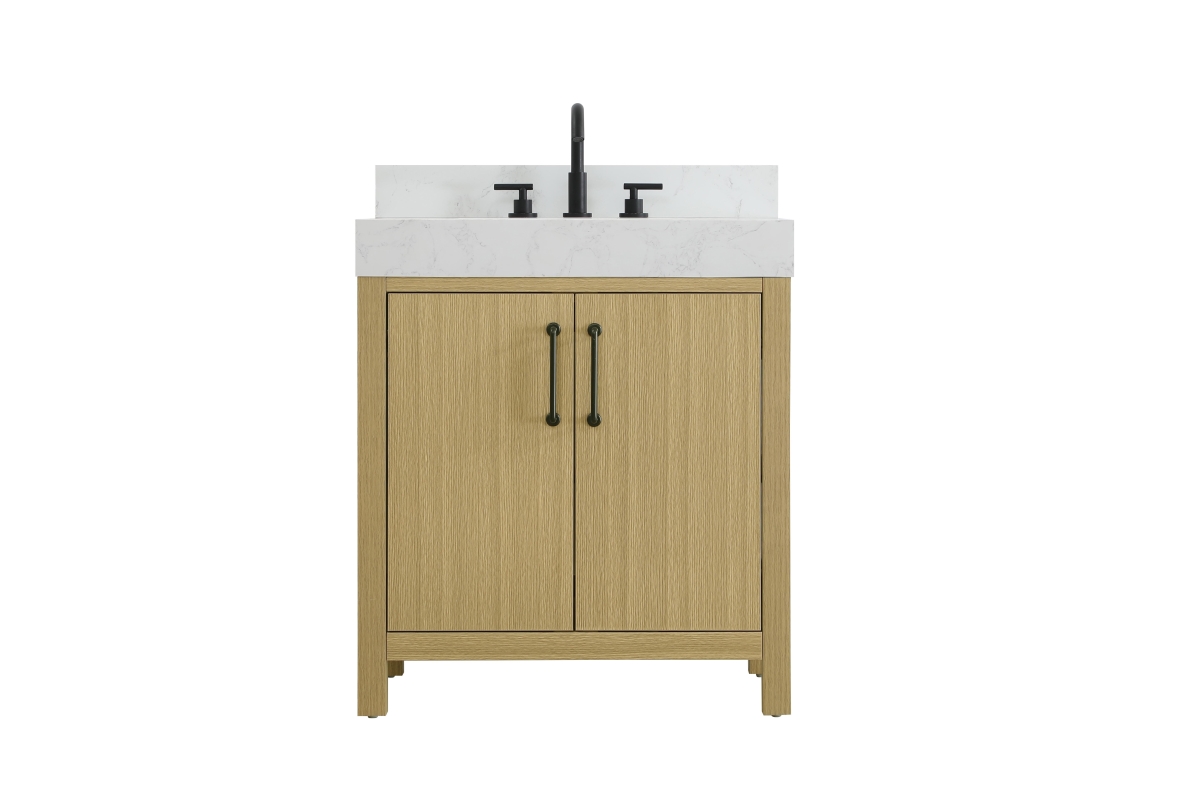 30in. Single Bathroom Vanity - Honey Brown - Engineered Marble Top