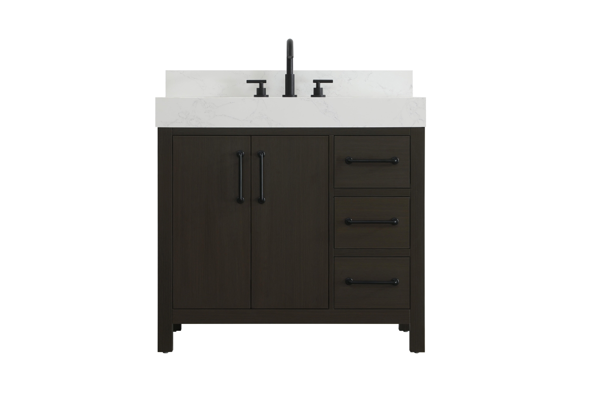 VF60636MMB-BS 36 in. Single Bathroom Vanity with Backsplash, Mocha Brown
