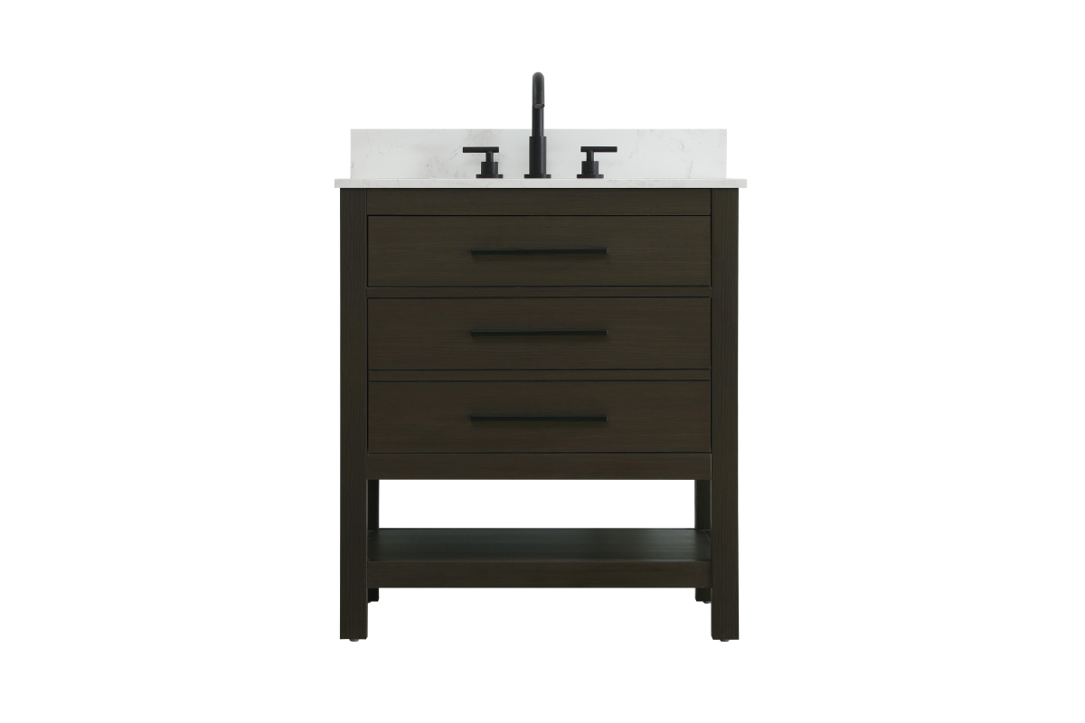 VF60530MMB-BS 30 in. Single Rectangular Bathroom Vanity with Backsplash, Mocha Brown
