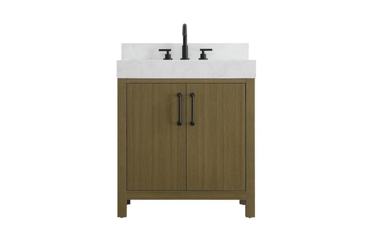 30in. Single Bathroom Vanity - Chestnut Brown - Engineered Marble Top