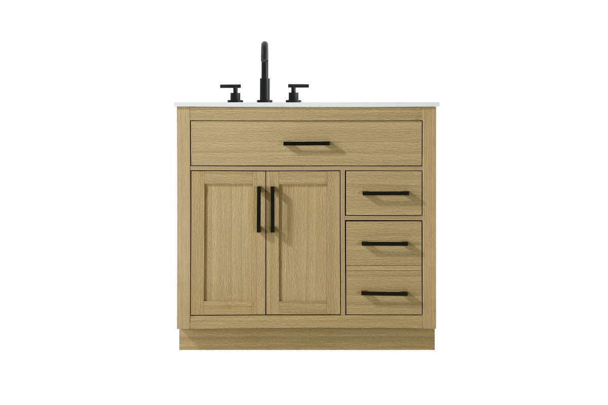 Alden 36in. Transitional Bathroom Vanity - Honey Brown - Solid Wood